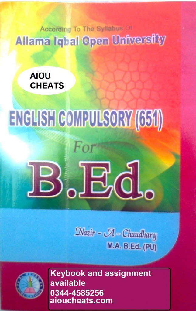 B.ed 651 Key book Handwriting Assignments, Past Solved Papers