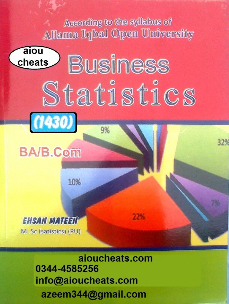 Aiou Business Statistics 1430 Keybook and Assignment Available