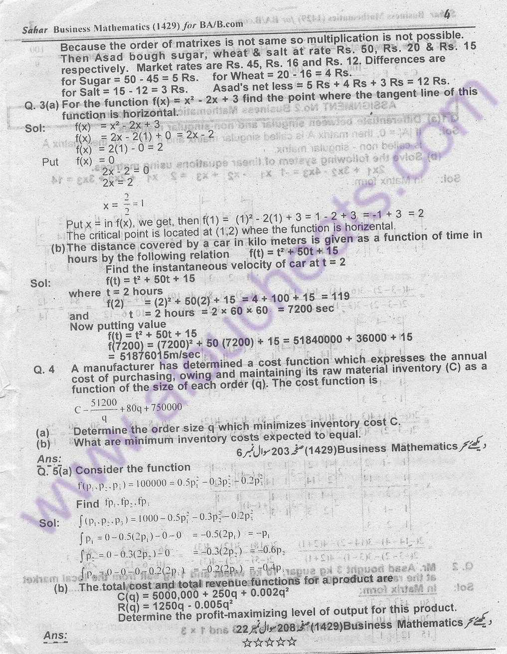 business mathematics 1429 solved assignment 2020