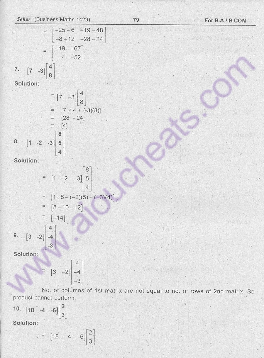 Code 1429 Business Maths for BA / B.Com New AIOU Solved Notes